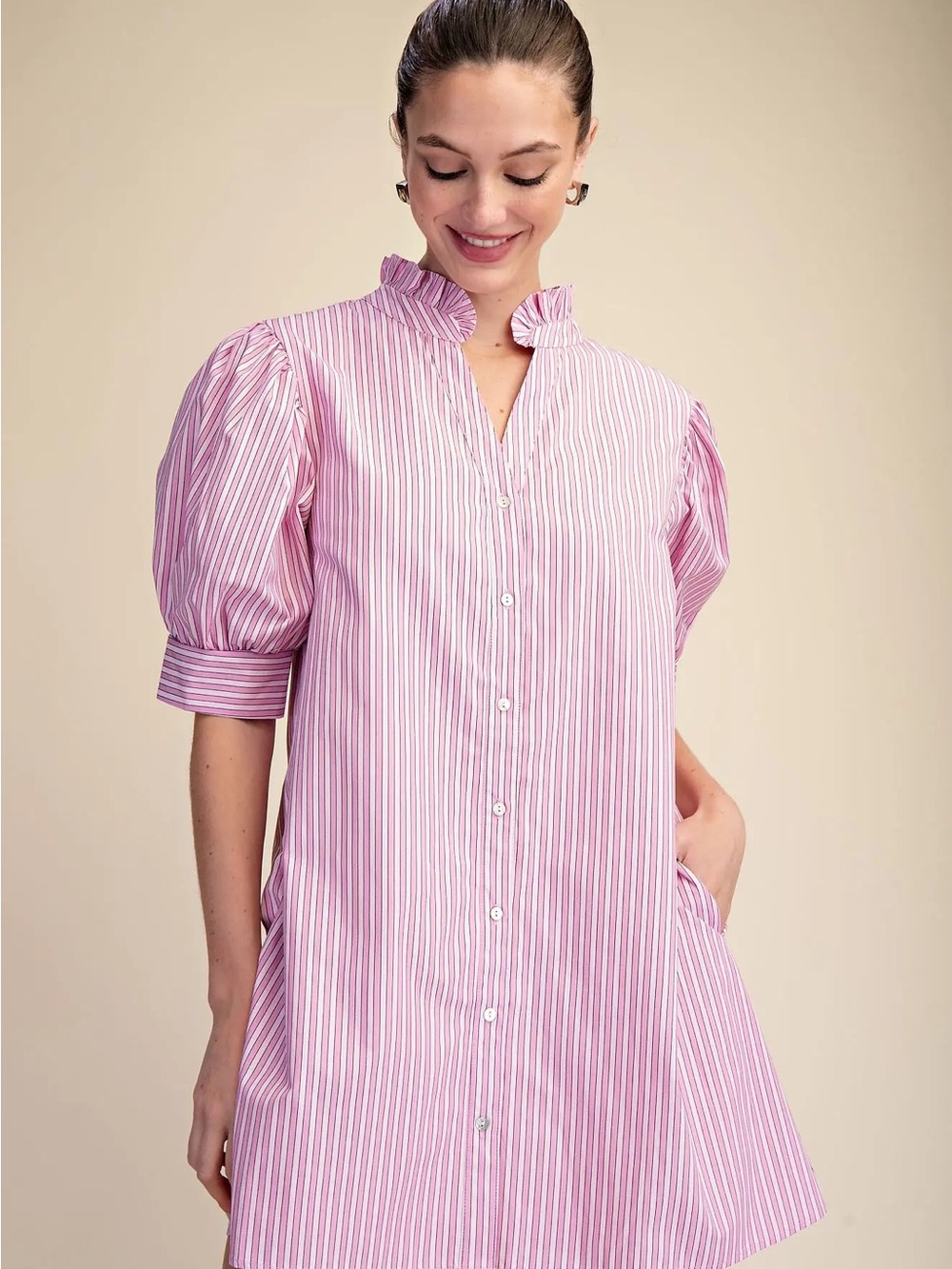 NWT Pink Stripe Popover Dress